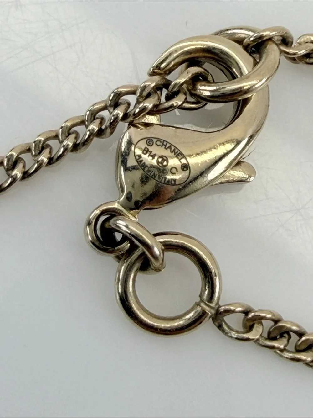 Chanel CC Crystal Pearl Gold Tone Pendant Necklace